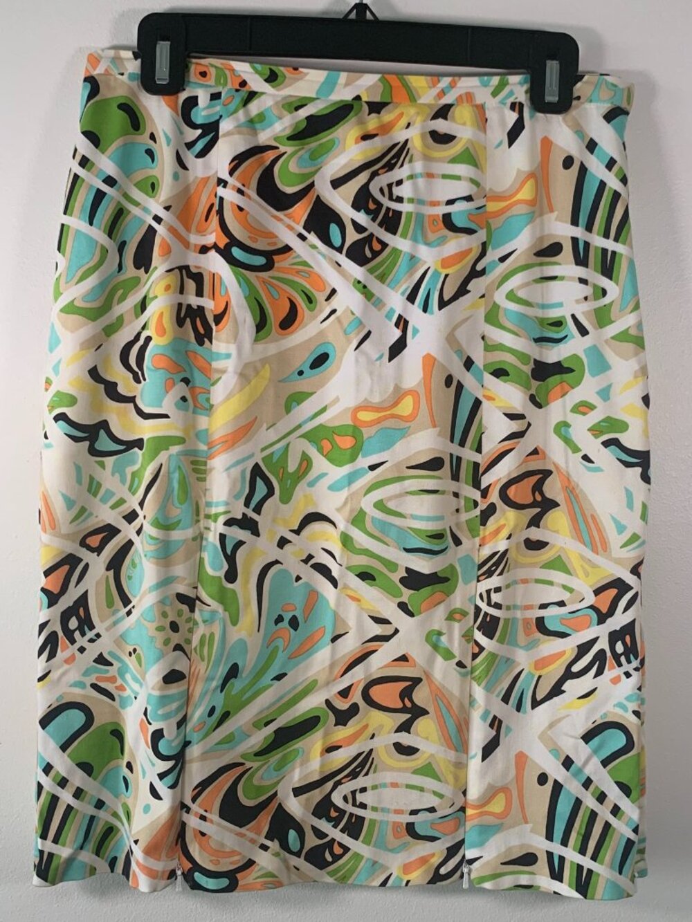 Etcetera Pleated A-Line Skirt Size 4 Multicolor Abstract Print